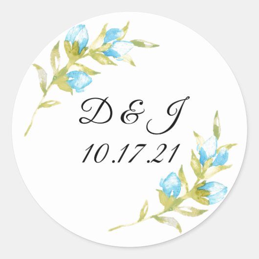 Blue Roos Bud Wedding Ronde Sticker (Voorkant)