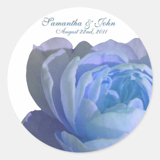Blue Roos Custom Wedding Envelope-zegels Ronde Sticker (Voorkant)