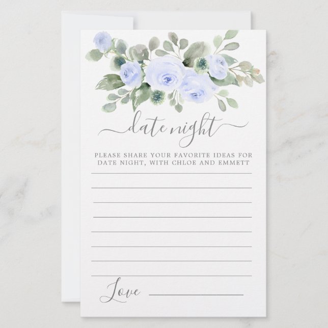 Blue Roos Floral Greeneral Date Night Card (Voorkant)