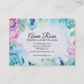 *~* Blue Roos Floral Wedding Event Planner Visitekaartje (Achterkant)
