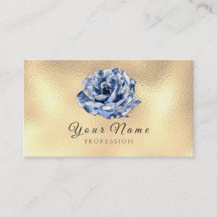 Blue Roos Flower Metal Blogger Gold Event Visitekaartje
