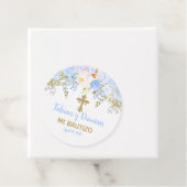 Blue Roos Garden God Bless Baptisme Favor Bedankjes Labels (In situ)