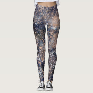 Blue & Roos Gold Paint Splatter Abstract Glamour Leggings