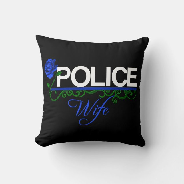 Blue Roos Police Wife Decor Pillow Kussen (Voorkant)