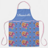 Blue  Roos Rozen Waterverf  Schort (Voorkant)