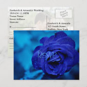 Blue Roos Wedding nodigt RSVP uit met foto en menu (Voorkant / Achterkant)