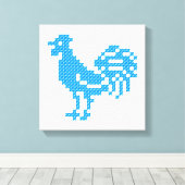 Blue Rooster Canvas Afdruk (Insitu (Houten vloer))