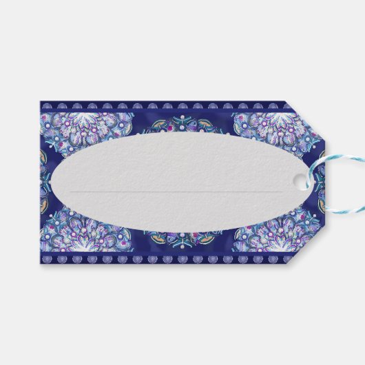 Blue Rosace Cadeaulabel (Voorkant (Horizontaal))