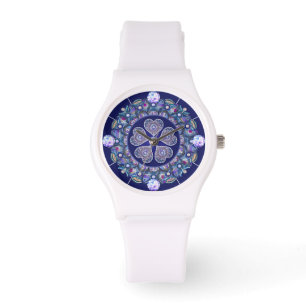Blue Rosace Horloge