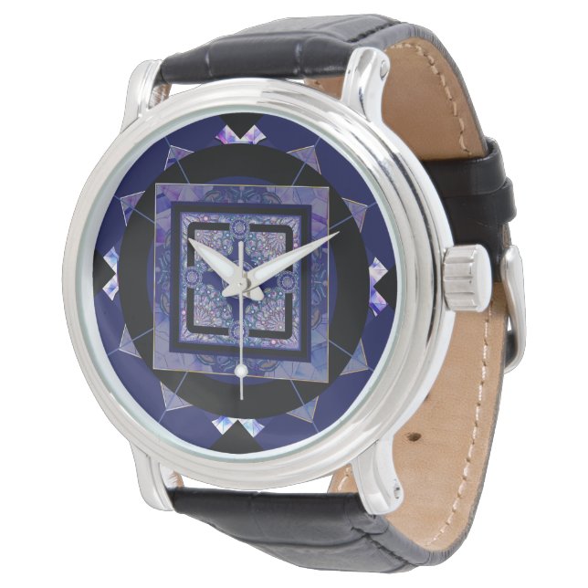 Blue Rosace Horloge (Gekanteld)