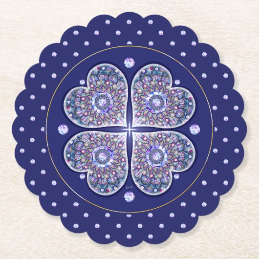 Blue Rosace Kartonnen Onderzetters (Voorkant)