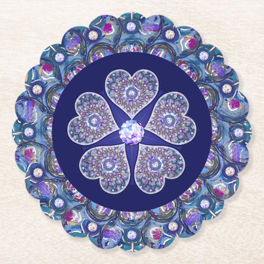 Blue Rosace Kartonnen Onderzetters (Voorkant)