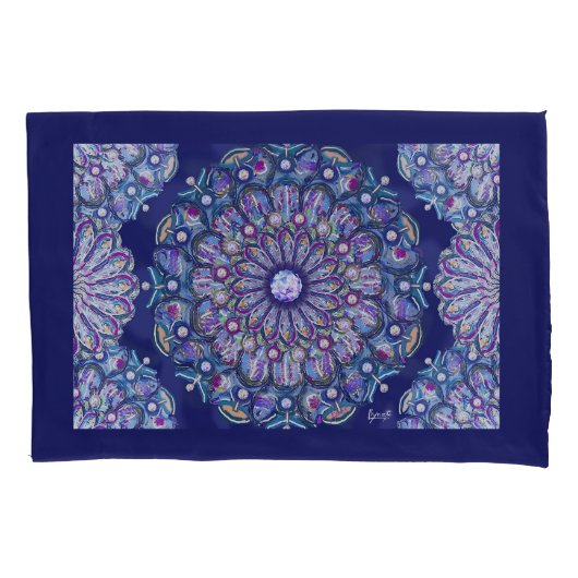 Blue Rosace Kussensloop (Voorkant)