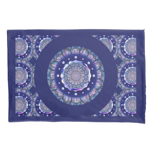 Blue Rosace Kussensloop (Voorkant)