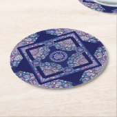 Blue Rosace Ronde Kartonnen Onderzetter (Gebogen)