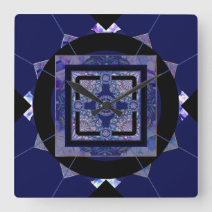Blue Rosace Vierkante Klok
