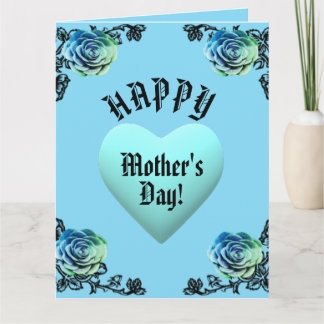 Blue Rose and Heart Lace Mother's Day  Kaart
