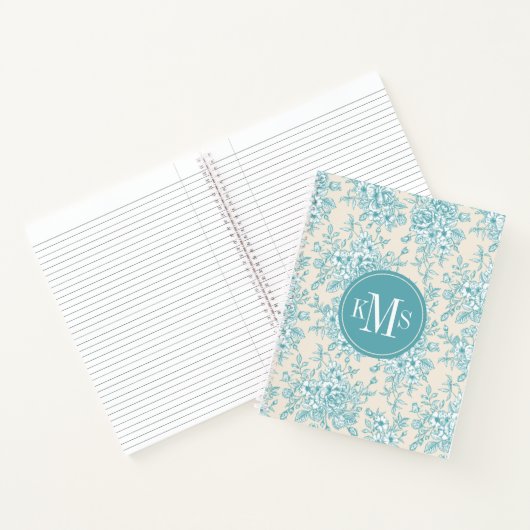 Blue Rose Bouquet Garden Floral Pattern Notitieboek (Binnen)