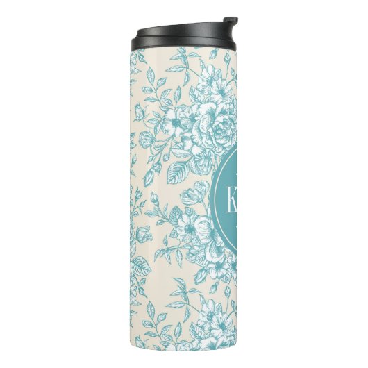 Blue Rose Bouquet Garden Floral Pattern Thermosbeker (Gedraaid links)