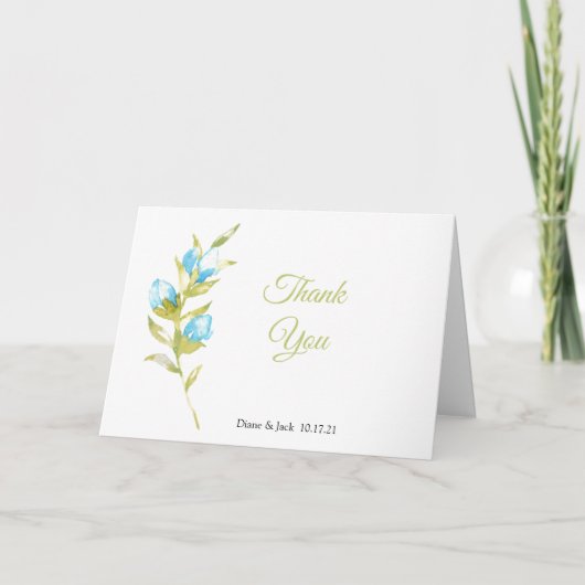 Blue Rose Buds Mariage Merci Cartes (Devant)
