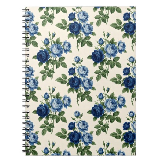 Blue Rose Floral Pattern Notitieboek (Voorkant)