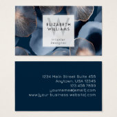 Blue Rose Gold Monogram Modern Business Card (Devant & derrière)