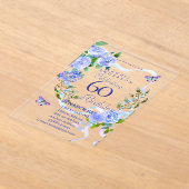Blue Rose Ribbon 60th  Birthday Invitation (Poser)