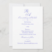 Blue Rose Ribbon Monogram Wedding Invitation (Dos)
