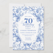 Blue Roses Luxe 70th Birthday Invitation (Devant)