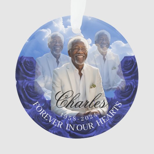 Blue Roses SKy Christmas Memorial Tree Ornament (devant)