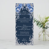 Blue Roses Snowflake Noël Mariage Menu (Debout devant)