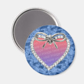 Blue Round Diamond Heart Lijst Magnet Magneet (Voorkant / Achterkant)