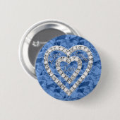 Blue Round Live Laugh Love Diamond Heart Button (Voorkant /achterkant)