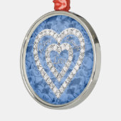 Blue Round Live Laugh Love Diamond Heart Ornament (Links)
