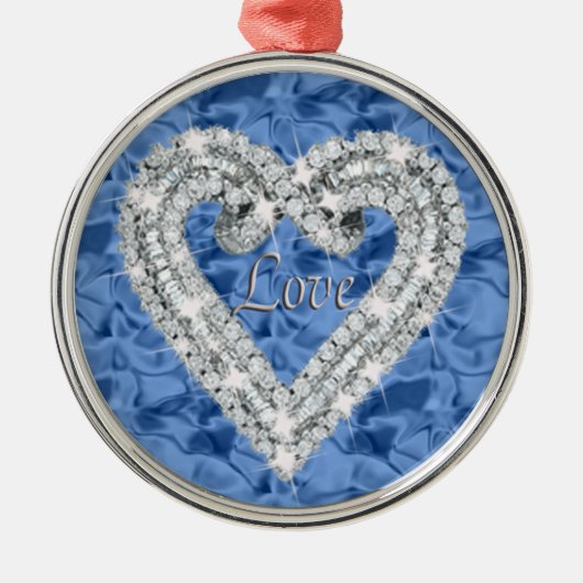 Blue Round Love Diamond Heart Ornament (Voorkant)