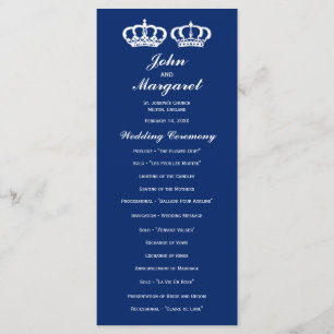 Blue Royal Couple Wedding Programme