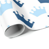 Blue Royal Crowns Fairytale Prince Storybook Party Cadeaupapier (Rol Hoek)