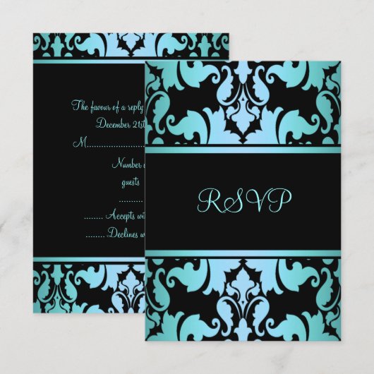 Blue Royal Damask RSVP (Devant / Derrière)