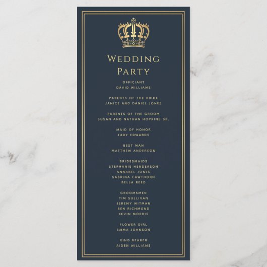 Blue Royal Lion Programme Médiéval de mariage d'ép (Dos)