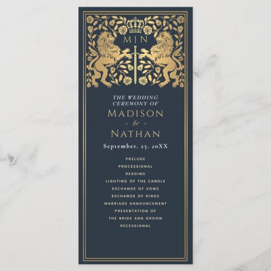 Blue Royal Lion Programme Médiéval de mariage d'ép (Devant)