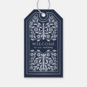 Blue Royal Medieval Silver Sword Wedding Welcome Cadeaulabel (Voorkant)