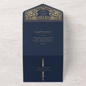 Blue Royal Medieval Sword Wedding All In One Uitnodiging (Buitenkant)