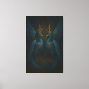 Blue Royal Phoenix Duo · Impression sur toile de l