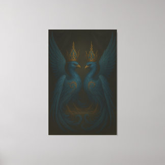 Blue Royal Phoenix Duo · Luxe Canvasprint Canvas Afdruk