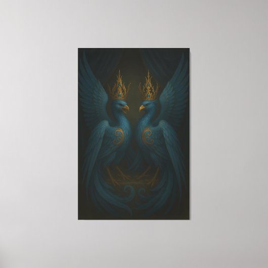 Blue Royal Phoenix Duo · Luxe Canvasprint Canvas Afdruk (Voorkant)