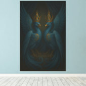 Blue Royal Phoenix Duo · Luxe Canvasprint Canvas Afdruk (Insitu (Houten vloer))