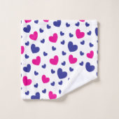 Blue Roze Cute Hearts Valentijnsdag Pattern Bad Handdoek (Wasdoekje)