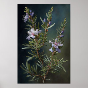 Blue Rozemarijn Bloemen Art Print Poster