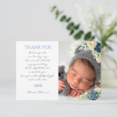 Blue Rozen Boy Baptisme Hartelijk dank Bedankkaart (Staand voorkant)