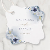 blue rozen bruiloft bedankjes labels (Voorkant)